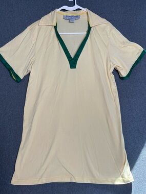 Forrest Gump Medium Vintage Yellow V-Neck Tunic with Green Trim #61S